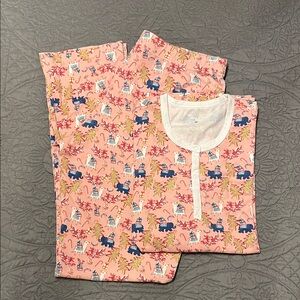 Roller Rabbit Henley Style Prancing Deer Christmas Holiday Pajamas Women Medium